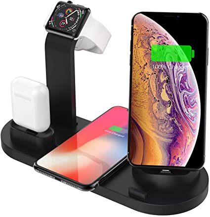 Wireless Charger 6 in 1 Qi-EU Apple Watch Chargeing Station Compatible with Apple Watch 5 Airpod Charging Station for iPhone 11 11 Pro X XS XR Xs Max 8 8 PlusSpace