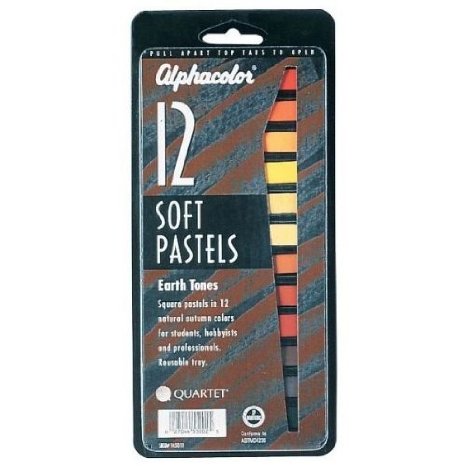 Quartet Alphacolor Soft Square Pastels, Earth Tones, 12 Pastels per Set (145011)