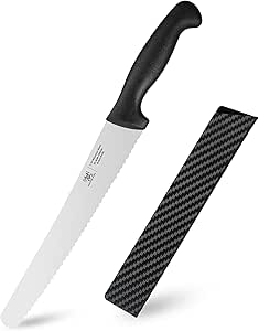 Bread Knife, 10 inch Serrated Sourdough Slicer Cutter for Homemade Bread, 1.4116 German Steel, Ergonomic Anti-slip Handle (Black, 10 inch)