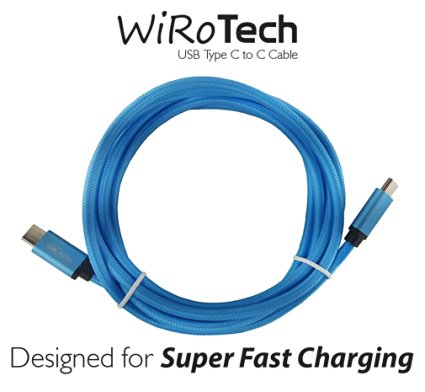 USB C Cable, WiRoTech Light Blue USB-C to USB-C Fast Charging Cable (6 Feet, Light Blue)