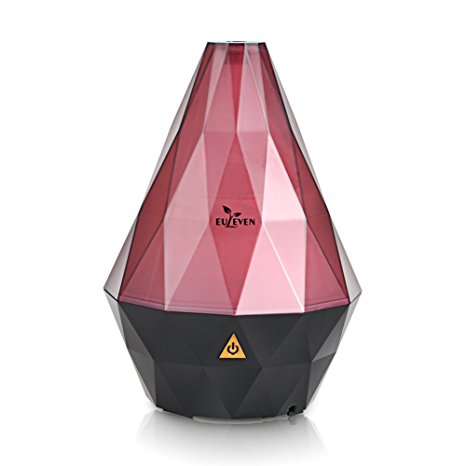 Euleven 3061R Aromatherapy Essential Oil Diffuser Portable Ultrasonic Diffusers with Color LED Lights Changing for Home Office Bedroom Room, 100 mL (RED)