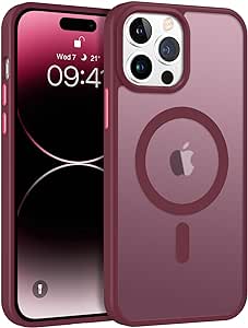 BENTOBEN for Magnetic iPhone 14 Pro Max Phone Case [Compatible with Magsafe] Slim Fit Matte Design Soft Bumper Shockproof Protective Drop Protection Girl Women Men Boy iPhone 14 ProMax Cover, Wine Red