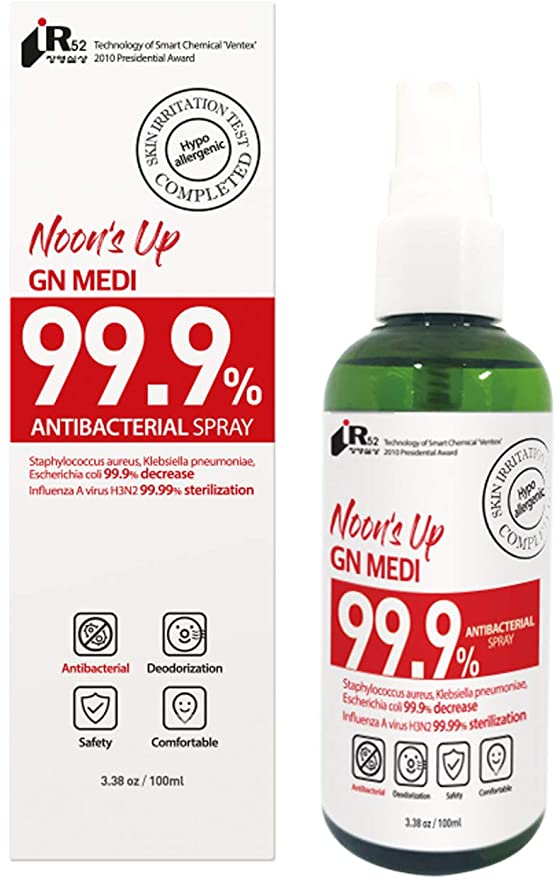 NOON'S UP GN MEDI Virus Spray and Deodorizer (100ml, 3.38oz) - 99.9% Eliminating of Odor, Bacterial and Virus