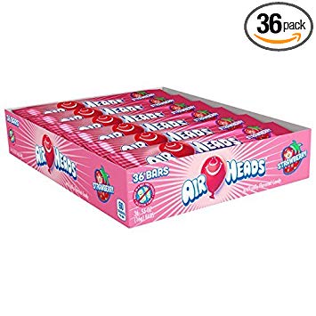 Airheads Candy Individually Wrapped Bars, Strawberry, Valentines Candy, 0.55 Ounce (Pack of 36)