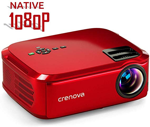 Crenova Projector Native 1080p LED Video Projector, 5500 Lux HDMI Projector with 200" Image Display Compatible with TV Stick, HDMI, VGA, USB, Laptop, Phone for Home Theater