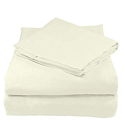 Whisper Organics 100% Organic Cotton Bed Sheet Set, 200 Thread Count, Soft Percale - GOTS Certified (Queen, Ivory)