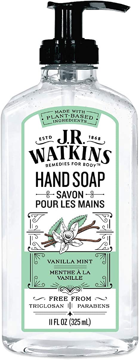 J.R. Watkins Vanilla Mint Gel Hand Soap, Scented Liquid Hand Wash for Bathroom or Kitchen, USA Made and Cruelty Free, 325 Milliliters