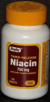 Niacin 750 mg, Timed Release, 100 Tablets, Watson Rugby