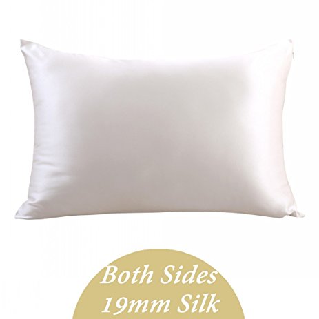 ZIMASILK 100% Mulberry Silk Pillowcase for Hair and Skin ,Both Side 19 Momme Silk, 1pc (King 20''x36'', Ivory),Gift Box