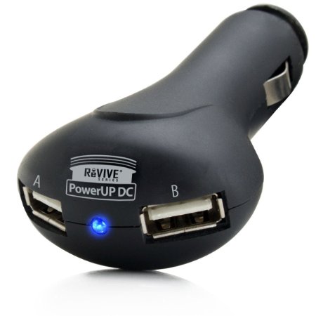 Universal Dual USB Car Charger with DC Adapter , 2.1A Rapid Charge Output & Compact Design by ReVIVE - Works with Apple , Samsung , LG & More Smartphones , Tablets , MP3 Players & Other Devices!