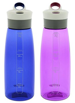 Contigo Autoseal Grace Water Bottle, 32-Ounce, Cobalt & Radiant Orchid (2 Pack)