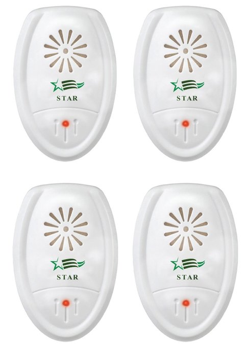 STAR Ultrasonic Pest Repeller - 4 PACK - Pest Control Repellent - Effectively Reject Roaches, Spiders, Mosquitoes, Rodents, Ants, And Other Insects, Best Way To Avoid Zika Virus.