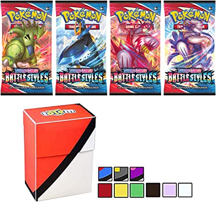 Totem World 4 Battle Styles Booster Packs with a Totem Collectors Deck Box Compatible with Pokemon Cards TCG