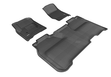 3D MAXpider Complete Set Custom Fit All-Weather Floor Mat for Select Chevrolet Silverado Crew Cab Models - Kagu Rubber (Black)