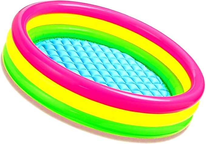 Intex Kiddie Pool - Kid's Summer Sunset Glow Design 45" x 10" | Inflatable Kiddie Swimming Paddling Pool Child/Children/Toddler Water Play Center | Rainbow Colored for Kids | for Girls or Boys