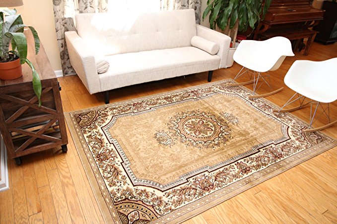 Feraghan/New City Traditional French Floral Wool Persian Area Rug, 2' x 3', Beige