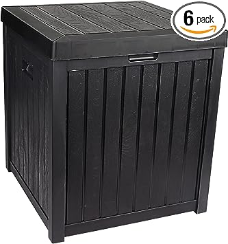 Qily Outside Storage Box Waterproof, Outdoor Cushion Storage Small Deck box Resin Durable, 51 Gallon Patio Storage Box With Seat for Furniture, Garden Tools and Toys Storage, Easy to Assemble (Black)