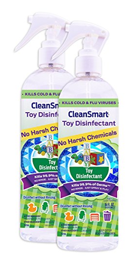 CleanSmart Toy Disinfectant-No Rinse No Wipe, Kills 99.9% of Germs, No Chemical Residue. 16oz, 2 Pk