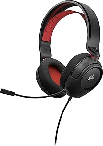 Corsair HS35 v2 Multiplatform Wired Gaming Headset – Flexible Omni-Directional Microphone – Universal 3.5mm Connection – PC, Mac, PS5, PS4, Xbox, Nintendo Switch, Mobile – Red