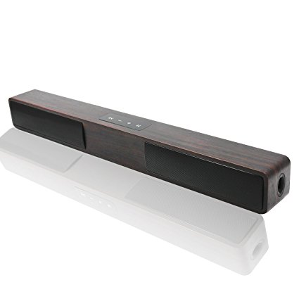 LONPOO Bluetooth Wooden Soundbar With Touch Screen Key Support USB/AUX