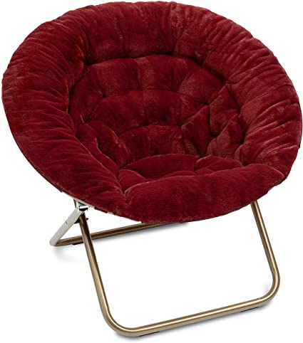 Milliard Cozy Chair/Faux Fur Saucer Chair for Bedroom/X-Large (RED)