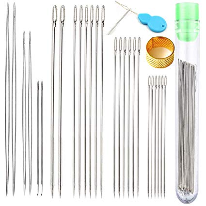 Y-Axis 26 Pcs Assorted Beading Needles Including 6 Pcs Big Eye Beading Needles   20 Pcs Long Straight Beading Thread Needles with Needle Bottle