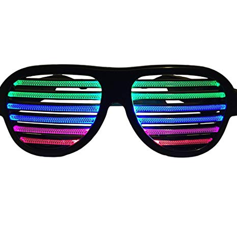 Sourcingbay SLT03 LED Light Up Glasses Music Sound Activated Reactive Intelligent USB Charger Sunglasses Funny Eyewear Party Glasses for Club, Holiday, Festival, Disco Halloween, Christmas Gifts