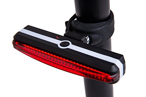 Sportszu Bicycle Tail Light with USB Rechargeable, Red and 6 Modes In One Rear LED Safety Strobe Flashing Light Compatible With Bikes, Helmets, Bags - including 2 Colorful Rainbow Wheels Lights