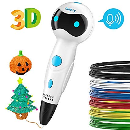 Nulaxy 3D Printing Pen, First Robot 3D Drawing Pen with Voice Prompts Automatic Feeding, Best Birthday Holiday Gifts Toys to Inspire Kids Creativity – Include Bonus PLA Filaments