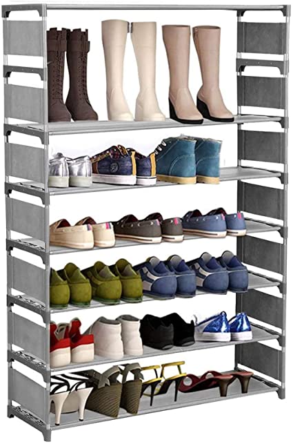 Hurbo 8 Layers Free Standing Shoe Rack Large Capacity for 32 Pairs of Shoes Storage Organizer Portable Shoe Rack Shelf (8 Tiers)