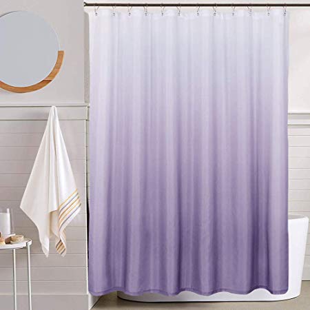 jinchan Ombre Shower Curtain Lilac for Bathroom Waterproof Gradual Color Design Fabric Shower Curtain Hooks Included with Rings 72 inch Long One Panel