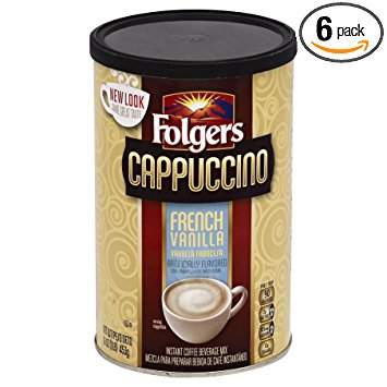 Folgers Cappuccino French Vanilla Beverage Mix, 16 Ounce, 6 Count
