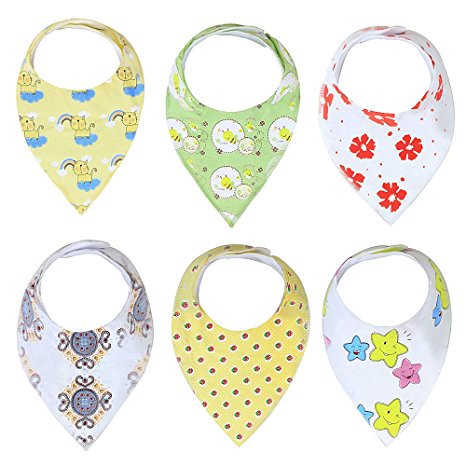 Baby Bandana Drool Bibs Unisex | 6 Pack Gift Set for Newborns to Toddlers | Soft Cotton and Absorbent Polyester | Adjustable Nickel Free Snaps | Nice Shower Gift