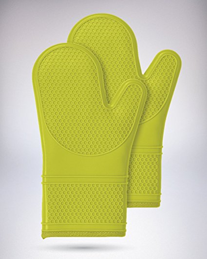 (Set of 2) The Original GORILLA GRIP Non-Slip Silicone Oven Mitt, Lime -Set of Oven Mitts