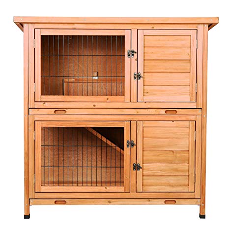 CO-Z Topnotch Weatherproof Indoor Outdoor Wooden Bunny Rabbit Hutch Cat Shelter Guinea Pig House