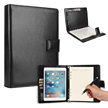 Cooper FOLDERTAB Padfolio Case Compatible with iPad Mini 3, iPad Mini 2, iPad Mini 1 | Business Executive Organizer with Notepad | Vegan Leather, Left Right Handed Binder, Notebook Refill (Black)