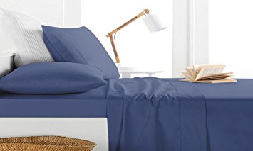 Milano Collection 1000 Thread Count 100% Egyptian Cotton 3 PC Sheet Set (Twin, Navy)