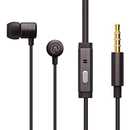 HoldSound EP-358 Wired In Ear Headphones Metallic Earphone with Heavy Bass Earbuds with Microphone and Wired Control for iPhone iPad Android Phones MP3 MP4 and Tablets (Gray)