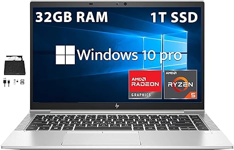 HP 2022 14" EliteBook 845 G8 FHD Business Laptop, AMD Ryzen 5 PRO 5650U Processor, 32GB RAM, 1TB PCIe SSD, Backlit Keyboard, Fingerprint Reader, Win 10 Pro, Silver, Hotface DVD-RW USB Hub