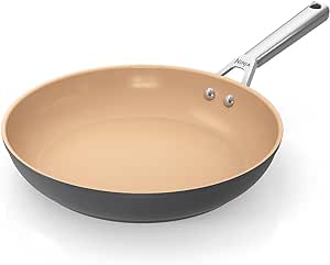 Ninja Extended Life 28cm Ceramic Wok, Non-Stick (No PFAs, PFOAs, Lead or Cadmium), Induction Compatible, Stainless Steel Handle, Oven Safe to 285°C, Terracotta & Grey, CW90928UK