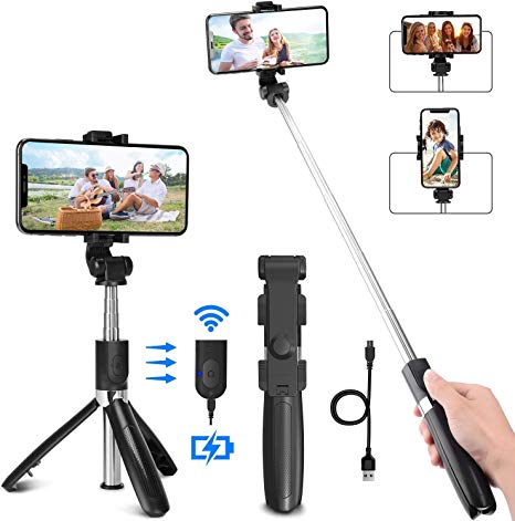 Bluetooth Selfie Stick Tripod,PEYOU Extendable Phone Tripod Stand with Wireless Remote Selfie Stick Compatible for iPhone 11/11 Pro/XS Max/XS/XR/X/8/7 Plus,Compatible for Galaxy S9 S8 Note 9 8,Google
