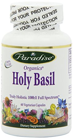 Paradise Herbs Holy Basil 12:1 2% Ursolic Acid Vegetarian Capsules, 60 Count