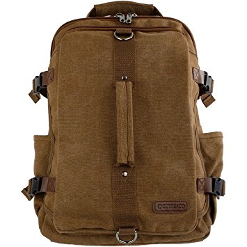 Montera Vintage Canvas Backpack - Heavy Duty Casual Daypack Rucksack Best For Travel