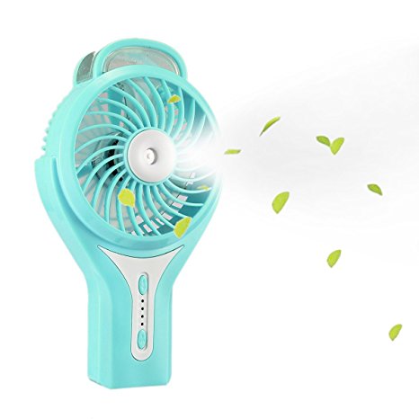 Momoday Brushless Handheld Portable Mini Misting USB Fan Cooling Humidifier Rechargeable Water Spray Fan (Green)