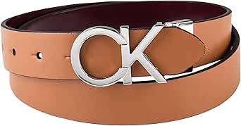 Calvin Klein Women's Two-in-One Reversible CK Monogram Plaque Buckle Dress Belt (Regular and Plus Sizes)