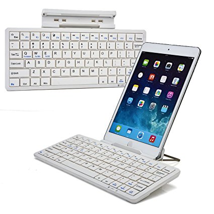 Cooper Cases(TM) K2000 Universal Smartphone & Tablet Bluetooth Keyboard Dock in White (US English QWERTY Keyboard, Built-in Viewing Stand, Android / iOS / Windows compatible)