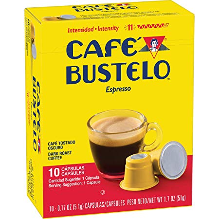 Cafe Bustelo Espresso Dark Roast Coffee, 40 Count Capsules for Espresso Machines