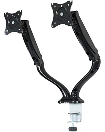 VIVO Dual LCD Monitor Desk Mount/Stand Black Deluxe Gas Spring holds 2 Screens up to 27" (STAND-V002D)