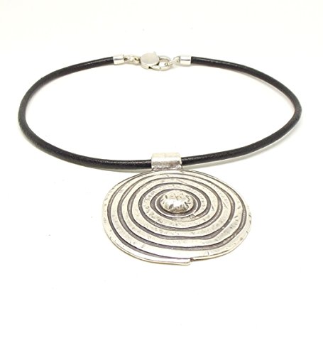 Leather and Silver Swirl Necklace