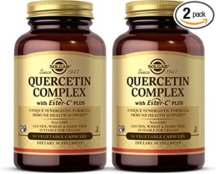 Solgar Quercetin Complex with Ester-C Plus - 50 Vegetable Capsules, Pack of 2 - Immune Health Support - Gentle on the Stomach Vitamin C - Non-GMO, Vegan, Gluten Free, Kosher - 50 Total Servings